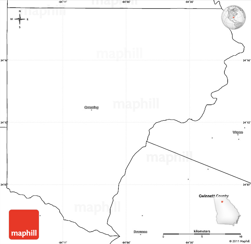 Blank Simple Map Of Forsyth County