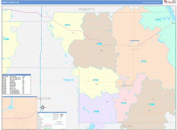 Grant County SD Wall Map Color Cast Style By MarketMAPS MapSales
