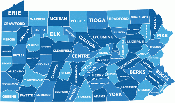 Large map Indiana County Pennsylvania