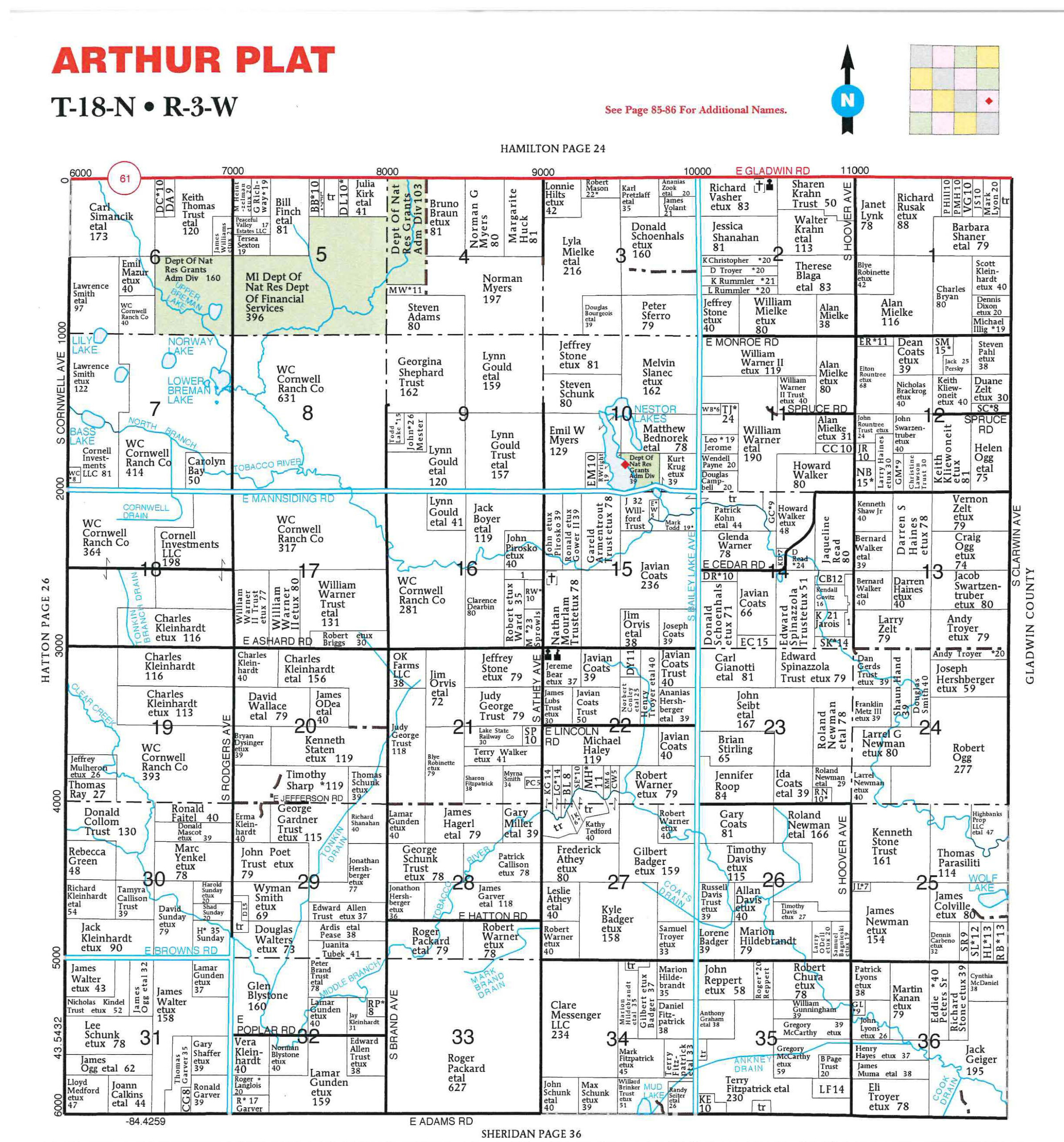 Plat Map View Arthur Township Clare County Michigan