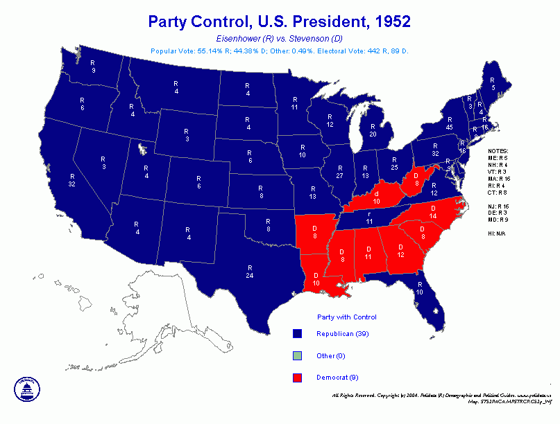 POLIDATA REG ELECTION MAPS PRESIDENT 1952