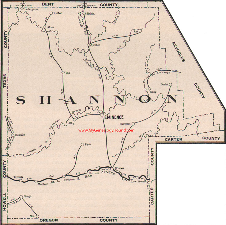 Shannon County Missouri 1904 Map